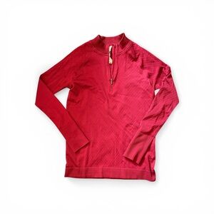 109, Lululemon Quarter-Zip Ribbed pullover in  burgundy, size 12